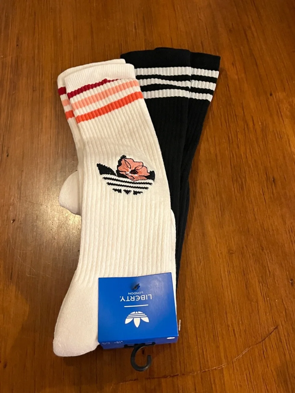 Adidas x Liberty of London Knee Socks X 2 Pair black white new Women’s